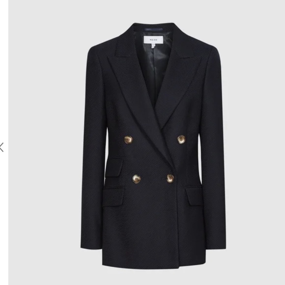 Reiss Logan Double Breasted Twill Blazer Navy size 10 - Picture 1 of 8